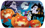 Halloweeni taldrik k&otilde;rvitsate, kummituste, nahkhiirte motiividega (39x24cm)
