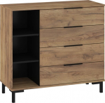 Kummut Meblocross Fresh FRE-04, kuldne tamm/must