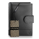 Meeste nahast rahakott Stevens Carbon, must, RFID kaitsega