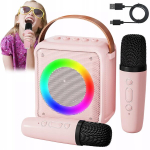 Karaoke komplekt: mikrofon ja juhtmevaba k&otilde;lar, roosa, Bluetooth