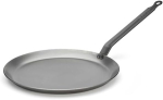 De Buyer pannkoogipann, valge lehtmetallist nurga all k&auml;epide, diam&egrave;tre 26