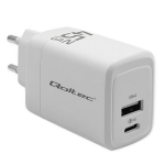 Laadija v&otilde;rk 45w , GaN , 5-20V, 1.5-3A, 1 x USB-C , 1xUSB-A, QC 3.0 Qoltec