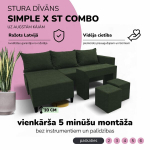 Nurgadiivan lahtik&auml;iv lauaga ja puffidega St Combo, Podrez, t&uuml;rkiisroheline