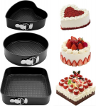 Lahtik&auml;ivate koogivormide komplekt, s&uuml;dame-/ringi-/ruudukujuline &ndash; 3 tk, 18/20/23 cm