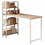 Noorte laud riiuliga, arvutiriiulid, helepruun, modernne loft