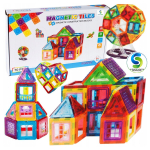 Magnetilised klotsid, 3D magnetilised plaadipaneelid kleebistega, 70 tk., Magnetinės kaladėlės, 3D magnetinių plytelių skydeliai su lipdukais, 70 el.