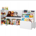 Laste lugemisnurk, 170x40x80 cm, valge, puidust panipaigaga pink