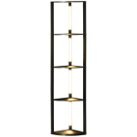 LED-p&otilde;randalamp, nurgariiul, h&auml;mardatav, 4 riiulit, soe valge valgus, 41x30x164cm, must