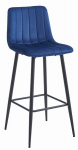 Leobert POZZA Modern Velvet Bar Stool Set of 2 &ndash; Blue / Black