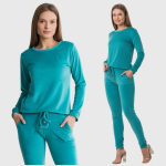 Naiste viskoosveluuri vabaajakomplekt Clarisa, helesinine