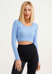 L&uuml;hike soonikkoes pikkade varrukatega topp CROP TOP RIB Giulia, v&auml;rv lacecap hydrangea, Universaalne