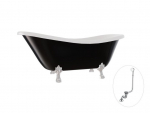 Vann Besco Otylia B&W 170, Must/Valge+Kroom, sifooniga ja &uuml;levooluga Klik-klak Kroom
