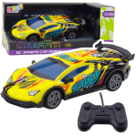 Kaugjuhitav sportauto LED-tuledega, kollane