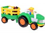 Traktor koos haagise, taluniku ja loomadega