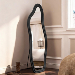 T&auml;ispikk peegel 140x45cm alusega - laineline - must
