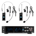 Power Dynamics PD522B UHF juhtmevaba mikrofonikomplekt koos kahe kerepeakomplekti mikrofoniga