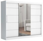 Chelsea 235 Tom liuguksega riidekapp peegliga, valge, 235x215x60 cm