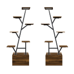 6-tasandiline taimealus kasvulampidega, oksakujuline disain, kapiga &ndash; modernne lille riiul elutuppa ja r&otilde;dule