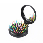 Juuksekujundustooted-Round Travel Hair Brush with Mirror | Kokkupandav taskukamm | Mini lahtistav hari liikvel olles