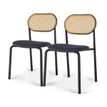 Mustad s&ouml;&ouml;gitoa toolid 2 tk komplekt rotangseljatoe ja pehme istmega, skandinaavia stiilis dining chair