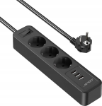Pikendusjuhe 3 pistikupesa + 3 USB-pesa, Prailgintuvas 3 lizdų + 3 USB
