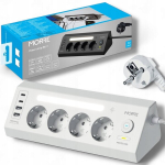 Pikendusjuhe 4 pistikupesa + 4 USB 3680W &ouml;&ouml;lambiga, Prailgintuvas 4 lizdų + 4 USB 3680W su naktine lempa