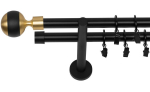 Topelt kardinapulk 320 cm 19 Mm Must Matt Sphere Mix Silent Spheres on Frogs