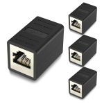 Vcelink rj45 &uuml;hendusmuhv, lan-kaabli pikendus varjestatud, cat7/cat6a/cat6/cat5e v&otilde;rgukaabli pistik, lan-pistik poe, lan-pikendus emane-emane, must, 4 tk