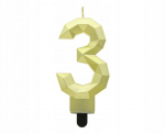Kuldne kookik&uuml;&uuml;nal "3" rombikujuline, 7,6 cm