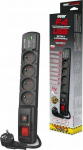 Acar F4 vooluriba, 1,5 m, Usb-a+c, 4 pesa, must