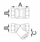 Nurgaveefilter 1/2" Dn15, messing