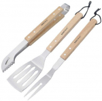 Grillitarvikute komplekt KINGHoff KH-1918, roostevabast terasest + puidust k&auml;epidemetega, 3-osaline