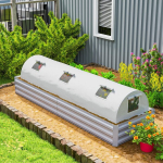 Outsunny kasvuhoone rulliva aknaga &uuml;mmargune katus, talvekindel terasfoolium kasvuhoone vetth&uuml;lgav kasvuhoone r&otilde;dule tomati maja UV-kaitsega 300x80x45cm tomati kasvuhoone k&ouml;&ouml;giviljadele, roheline, Balta