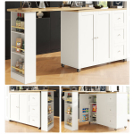 360&deg; p&ouml;&ouml;rlev laud rataste, sahtlite ja topsihoidjaga, 135-203x39x106 cm, valge