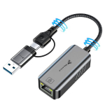 USB 3.2 ETHERNETADAPTER LAN-ELUANDUR RJ45 5Gbps USB-C