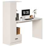 ARVUTILAUD RIIULIGA &ndash; 142 CM, VALGE, KAASAEGNE LOFT-STIIL KONTORISSE JA TUBA