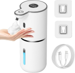 Automaatne vahutava seebi dosaator, USB laetav, 6 taset, 380 ml, valge