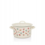 Emailpott 18 cm, 3 l, "lilled", hele kreem
