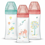 Bebipudelid DODIE koolikavastased, komplekt 3 tk &ndash; 330 ml, &uuml;mmargune lutt, 3 voolukiirust