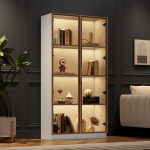 Klaasvitrine LED-valgusega, 80x40x160 cm, 3 riiulit, 1 tk