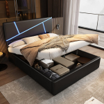 Voodiraam LED-ga, h&uuml;droauliline, 140x200 cm, 1 tk