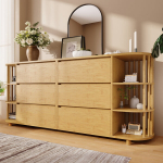 Kummut, 160x40x75 cm, MDF ja bambus, 2 pakki