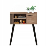 Loft-stiilis lamellidega esikukonsol, heledast tammest, lukustatav, 80 cm