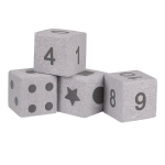 KiddyMoon Pehme vahtplokkide ehitusklotsid 14cm lastele Multifunktsionaalne vahtkonstruktsioon Montessori m&auml;nguasi beebidele, sertifitseeritud Euroopa Liidus valmistatud, 4 t&uuml;kki, segu: helehall-print