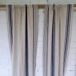 Linasest kardinate komplekt Village Navy, 2 tk, 68x350 cm