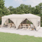 vidaXL kokkupandav peotelk k&uuml;lgseintega, kreemjas, 3 x 6 m