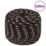 vidaXL paadik&ouml;is, must, 12 mm, 100 m, pol&uuml;prop&uuml;leen