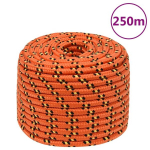 vidaXL paadik&ouml;is, oranž, 12 mm, 250 m, pol&uuml;prop&uuml;leen