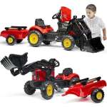 Red Supercharger pedal tractor with opening hood and trailer