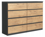 Kummut 3xEliving Demi 8 sahtliga 120 cm, V&auml;rvus: Antratsiit/Tamm Lancelot